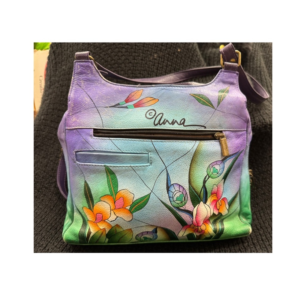 Colorful Peacock Hand Painted Anuschka Women's Bag - Picture 2 of 9